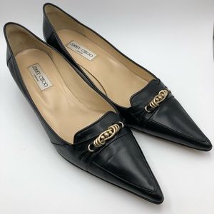 Jimmy Choo Black Kitten Heel Pointed Pumps 12